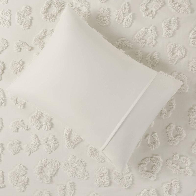 Full Off-White Microfiber Chenille Comforter Set