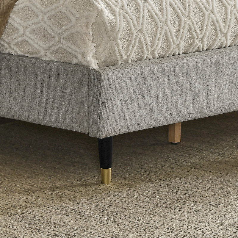 Rozitta Upholstered Wingback Bed, King, Light Gray Polyester
