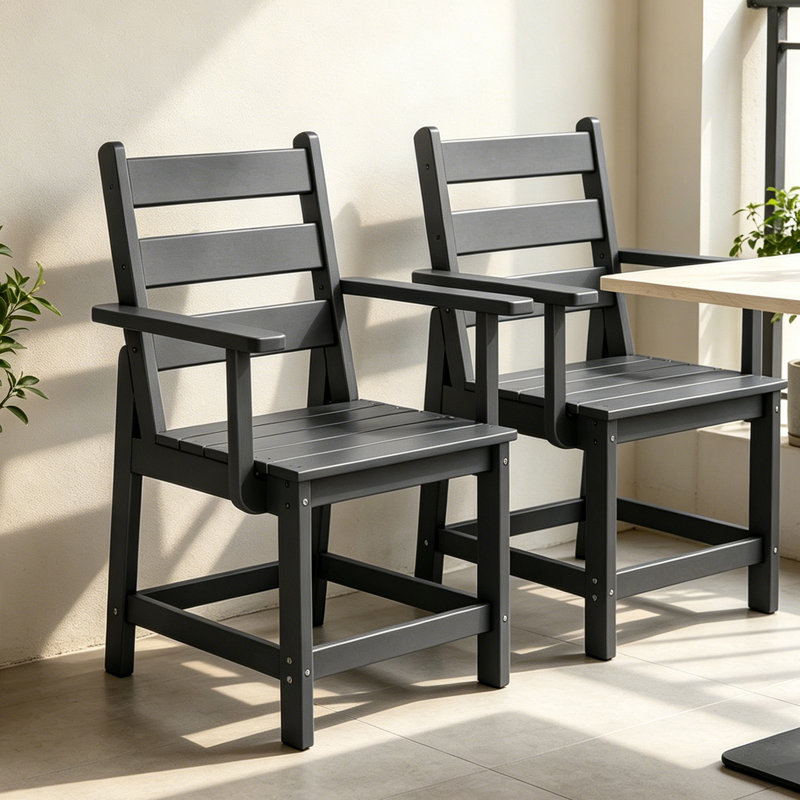 Ensemble de 2 chaises d'extérieur en PEHD, Gris