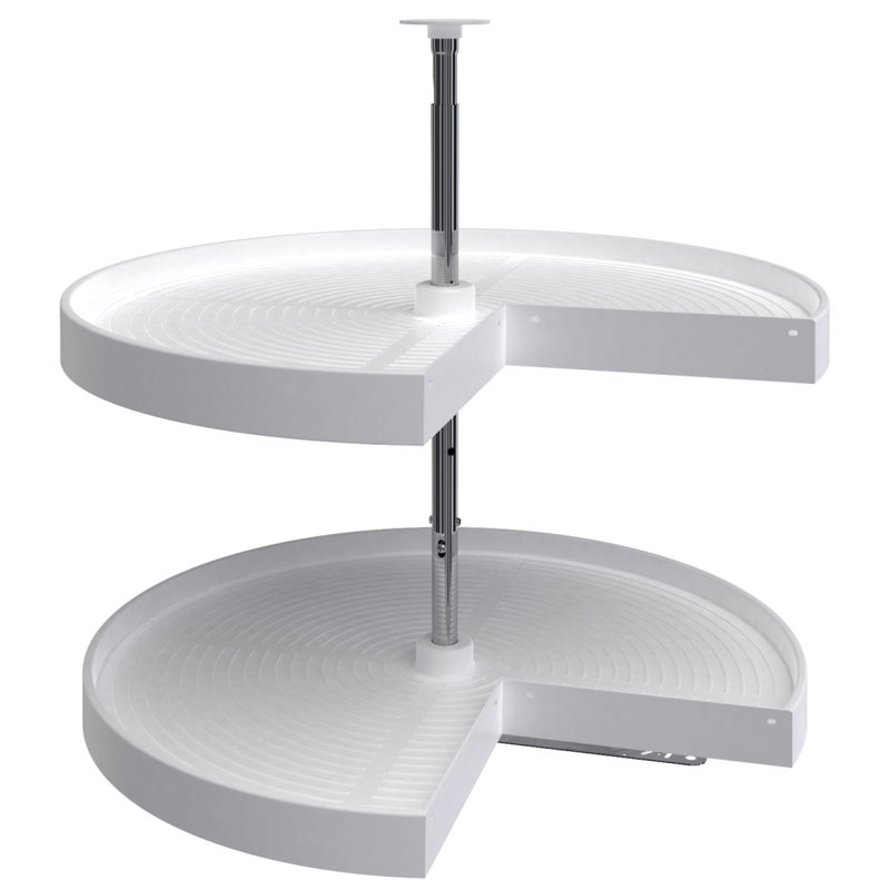 Rev-A-Shelf Lazy Susan Pie-Cut Polymer Two-Shelf, White, 28" W, White