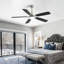 Ventilateur de plafond à DEL moderne de 52 pouces avec moteur à courant continu réversible à 5 vitesses et 5 pales avec lumière