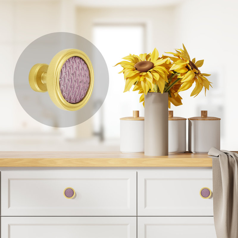 Spectra Waves knob in gold finish, Gold/Fuchsia Pink