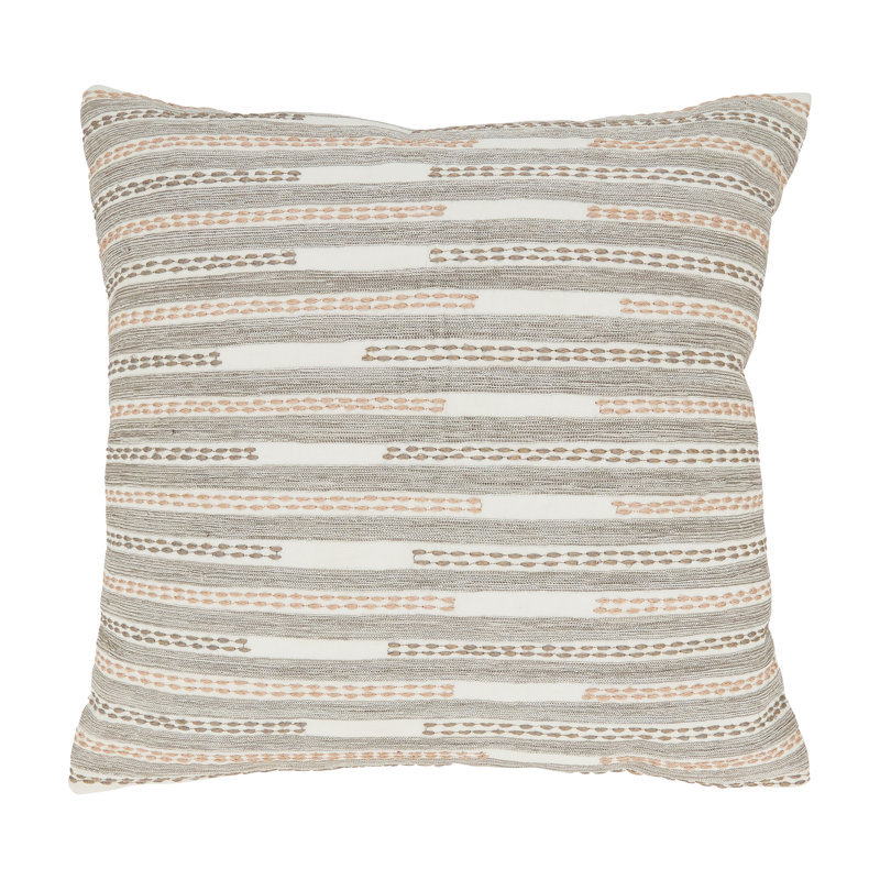 Ivory and Beige Stitched Stripe Cotton Euro Pillow Cover