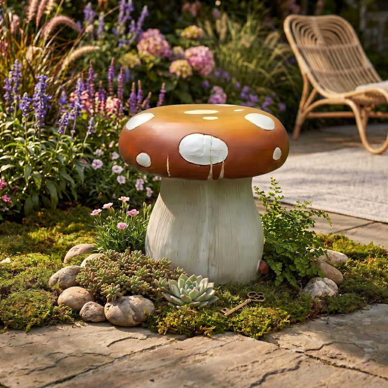 Tabouret de jardin polyvalent en résine 13,4 po - intérieur / extérieur, Dark Orange