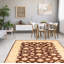 Tapis décoratif en laine de conception unique 6 pi 1 po x 8 pi 6 po noué à la main New Age en brun/beige