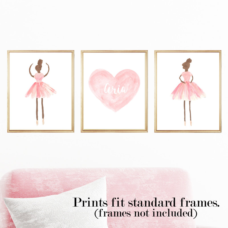 Ballerine foncée et cœur, 3 impressions sur papier, H 14 po x l 11 po, Oui, Rosé