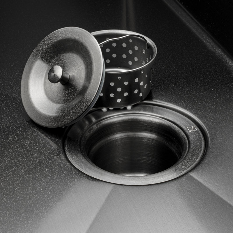 Drop-In 25-in x 22-in Gunmetal Black Stainless Steel Single Bowl 1-Hole Kitchen Sink All-in-one Kit