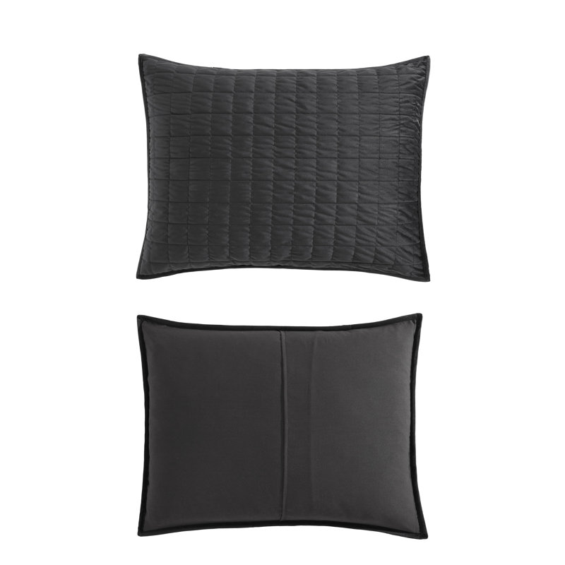Diamond Velvet 3 Piece Quilt Set, King Quilt + 2 King Shams, Black