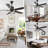 Classic Solid Wood Ceiling Fan 3 Color Dimmable LED Light Kit & 6 Speed-213628949