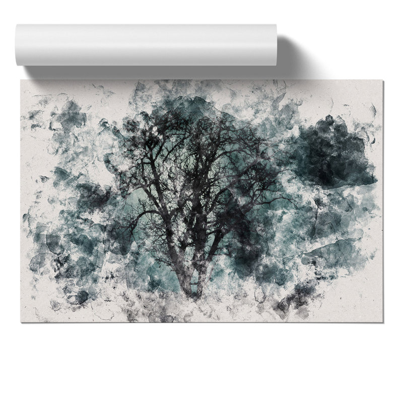 Tree at Dusk Watercolour - Wall Art, 42cm H x 59cm W x 0.1cm D