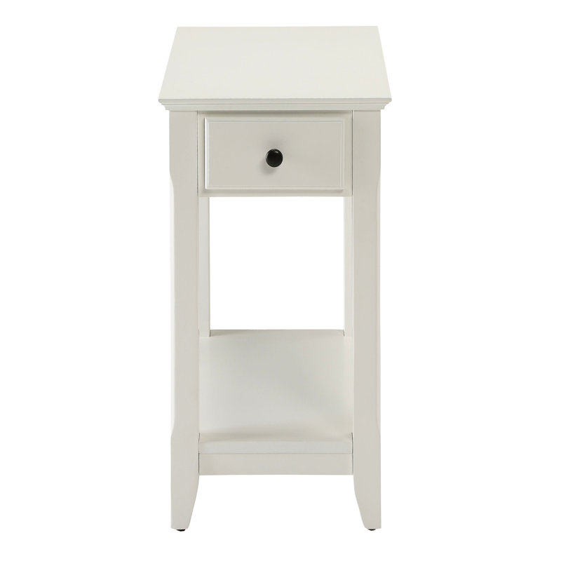 Table d'appoint rectangulaire blanche - fabrication avec espace de rangement - poignée en bronze alliant durabilité et élégance