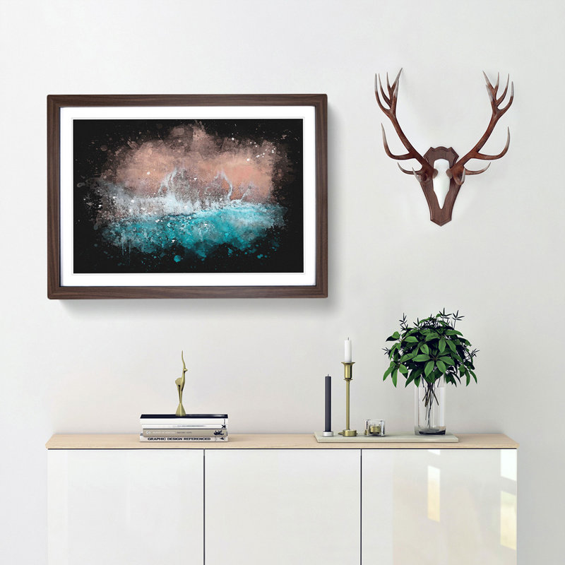 South Beach Miami Florida - Picture Frame Graphic Art, Walnut Framed, 33cm H x 45cm W x 2cm D