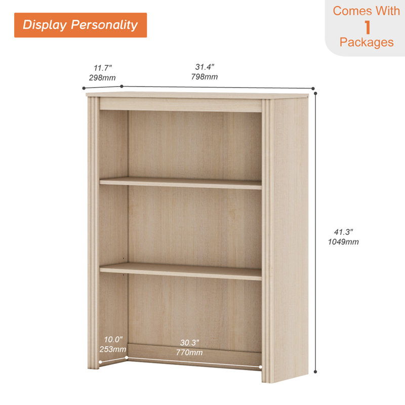 Bibliothèque Aadham à 2 étagères avec rangements ouverts, sans garde-robe, beige, Beige