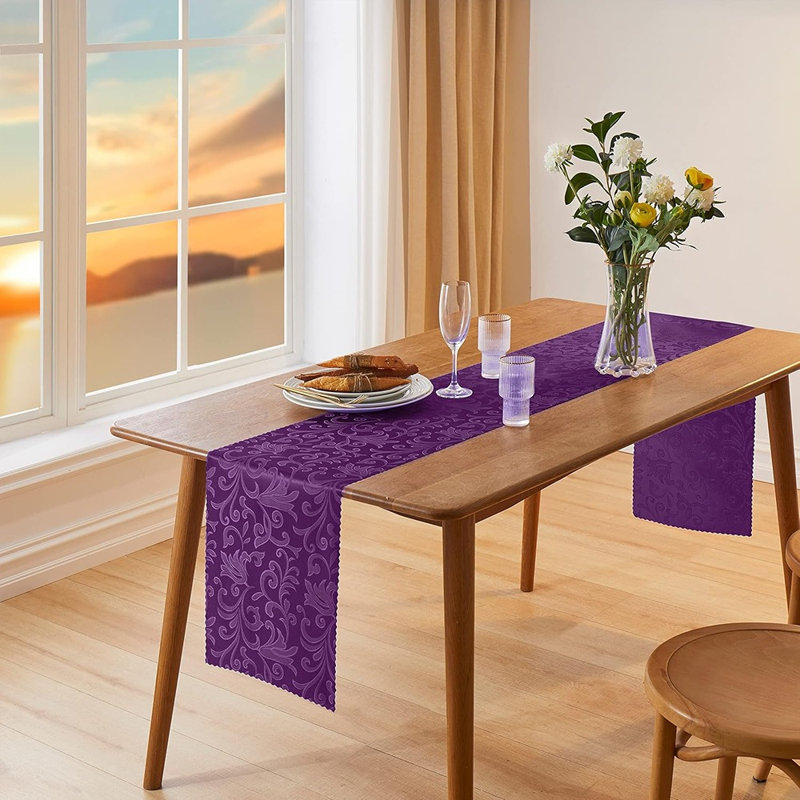 Chemin de table en satin - mauve - jacquard damassé lumineux et lisse pour les mariages, banquets et graduation