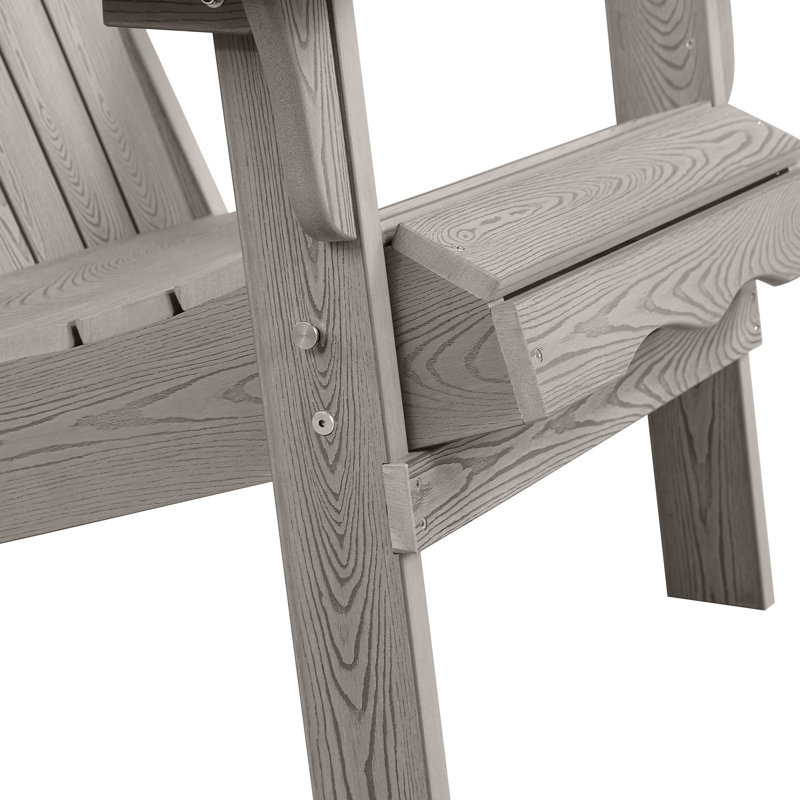 Henninger Plastic Folding Adirondack Chair, Weathered Gray Oak