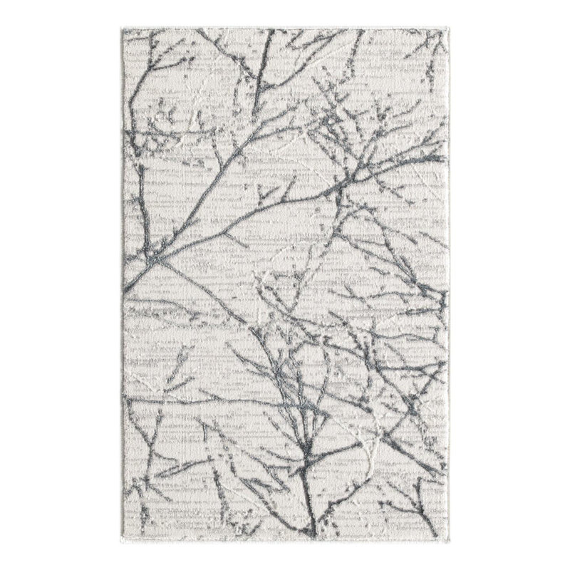 Tapis moderne moderne à motif abstrait, Gris, Rectangle 2 pi x 3 pi