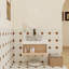 Meuble-lavabo mural de 24 pouces avec lavabo vasque en marbre veiné gris, rangement ouvert et finition blanche résistante à l'humidité pour les salles de bain modernes et compactes.-132582630