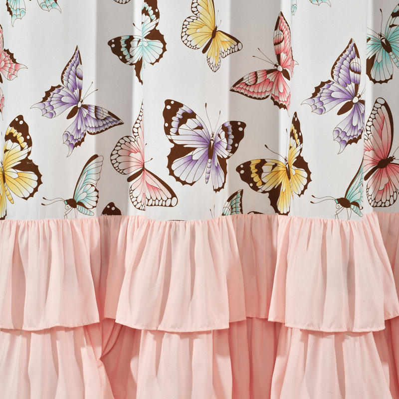 Paire de rideaux semi-transparents Lush Decor Flutter Butterfly (ensemble de 2), L 52 po x L 84 po, Rose / jaune / bleu