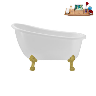 53.1'' x 25.6'' Freestanding Soaking Acrylic Bathtub