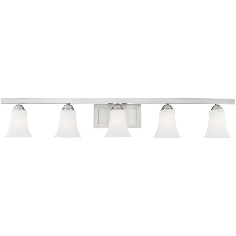 Ridgedale Brushed Nickel 5-Light Vanity with Satin Opal White Glass