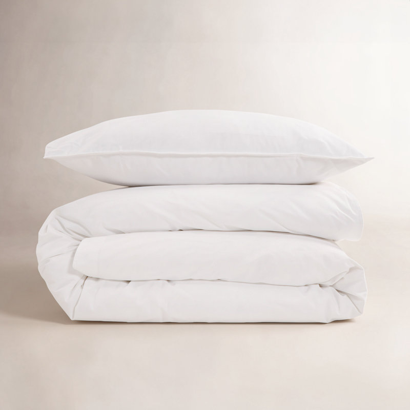 Parker 300 TC Modern & Contemporary Duvet Cover Set, Twin Duvet Cover + 1 Standard Sham, White, Percale