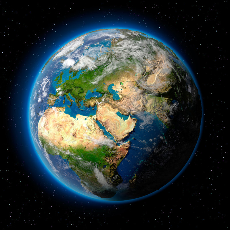 Earth In Space - Wrapped Canvas Print, 76cm H x 76cm W x 3.8cm D