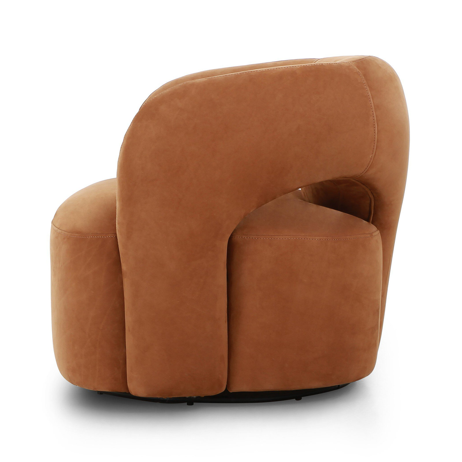 Novella Swivel Chair-Monte Olive, Nubuck Cognac Top Grain Leather
