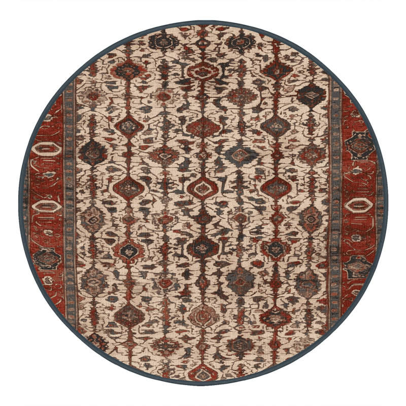 Machine Washable Persian Brown Area Rug, Round 7'