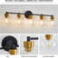 Luminaire de meuble-lavabo moderne noir et doré avec abat-jour en verre transparent, applique murale 5 lumières pour miroir, chambre à coucher, salon