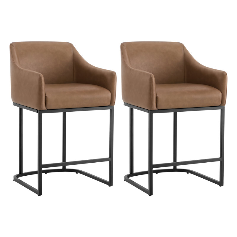 Upholstered Counter Stool, Saddle Brown