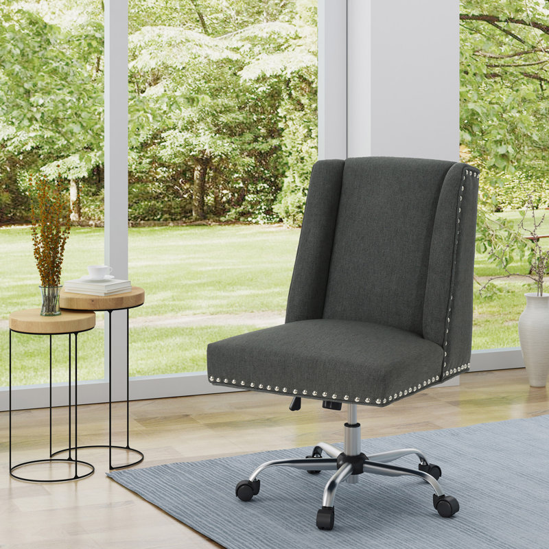 Chaise de travail en polyester Strouse, Gris foncé
