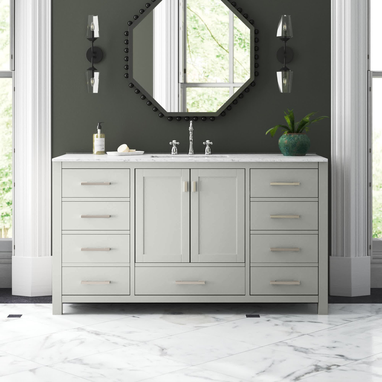 Reba Single Bathroom Vanity Base, Chilled Gray