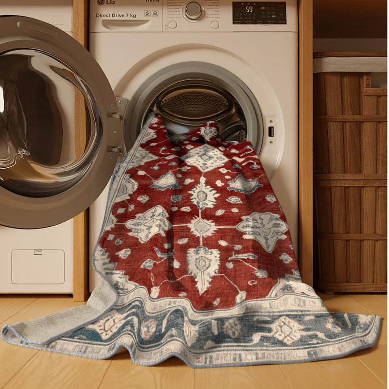Tapis gris lavable à la machine, Carré 4 pi