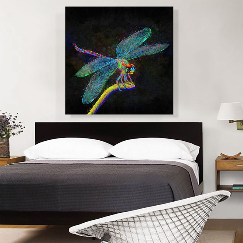 Libellule insecte - impression sur toile tendue, H 36 po x l 36 po x P 0,75 po