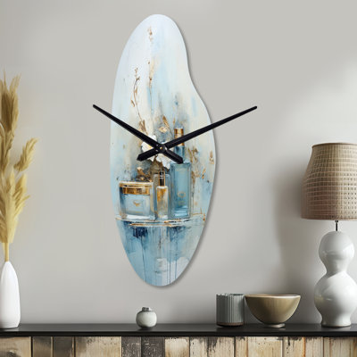 Horloge murale asymétrique en métal bleu