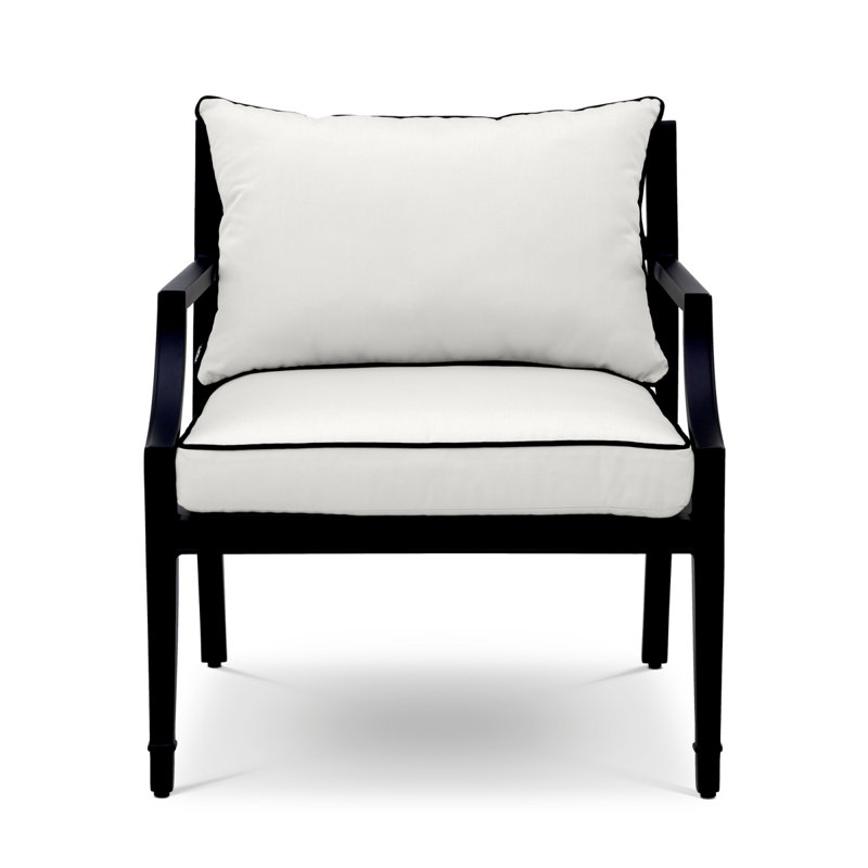 Bella Vista Outdoor Lounge Chair, Matte Black Frame/White Cushion