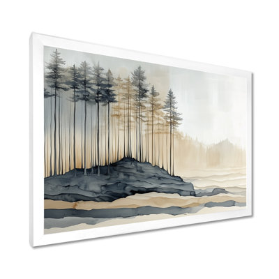 Grands pins et brume - Tableau encadré sur toile représentant une forêt