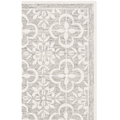 Tapis ivoire / gris touffeté à la main Damask
