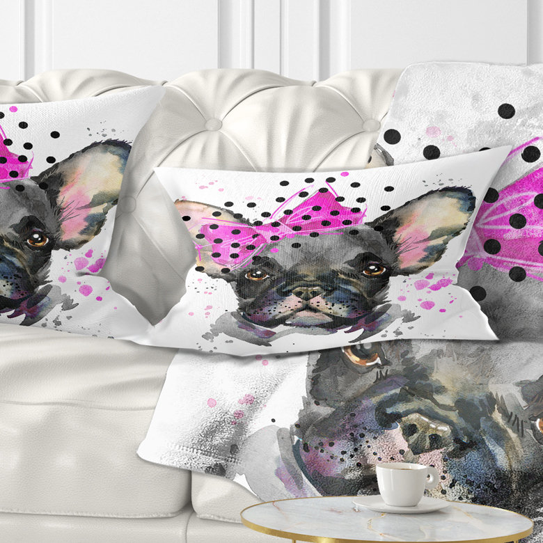 Coussin lombaire en aquarelle bouledogue french animal