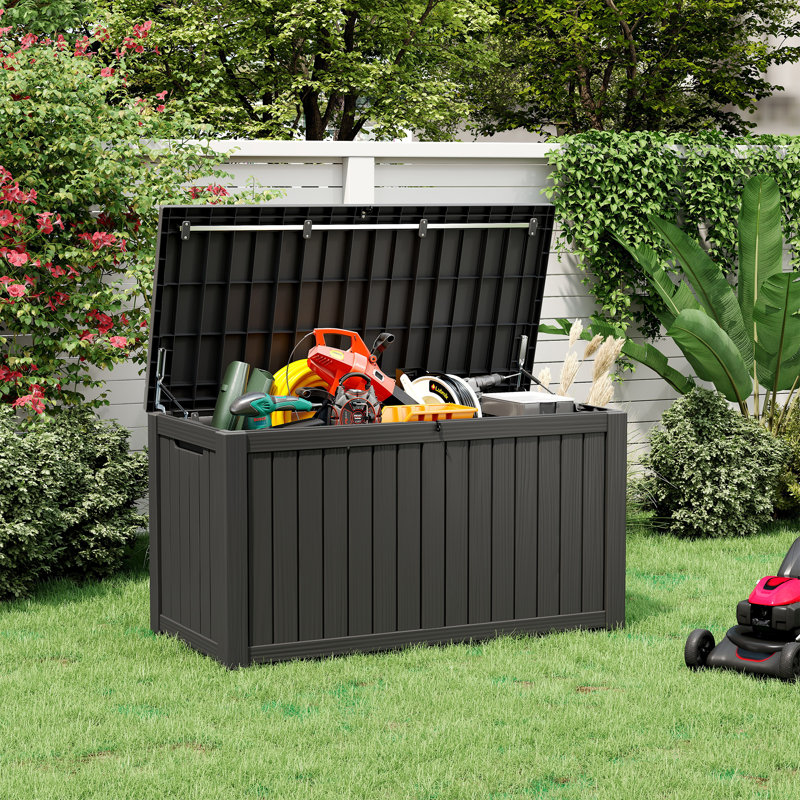 Boîte de rangement imperméable 180 gallons, Noir, H 28,7 po x l 54,3 po x P 26,5 po