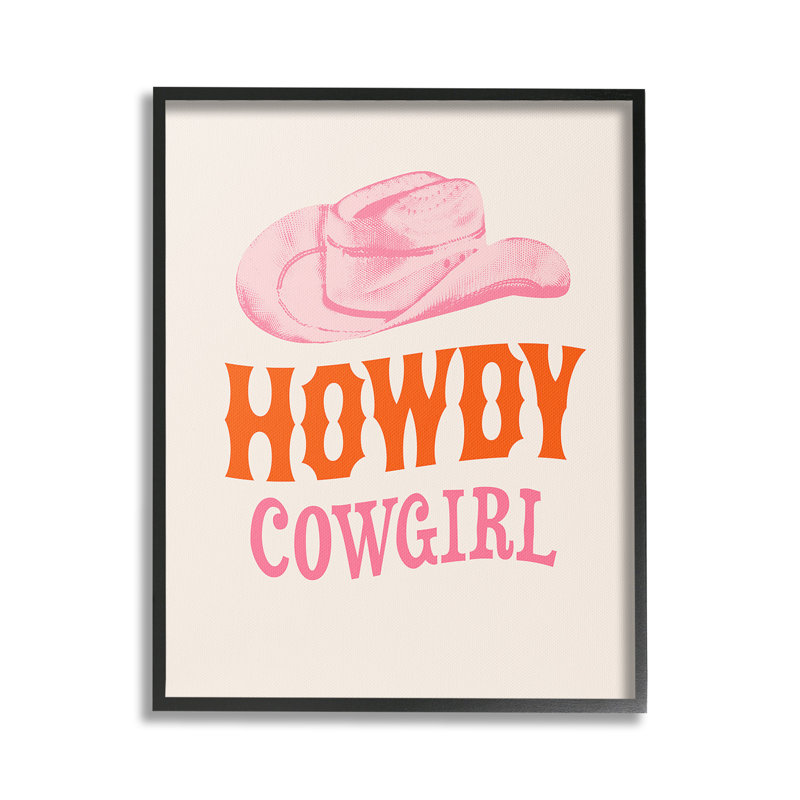 Howdy Cowgirl, art de la giclée encadrée par Victoria Barnes, Giclée encadrée noir minuit, H 20 po x l 16 po