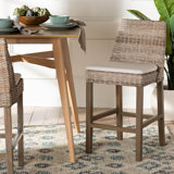 Radele Upholstered Counter Stool with Solid Wood Frame
