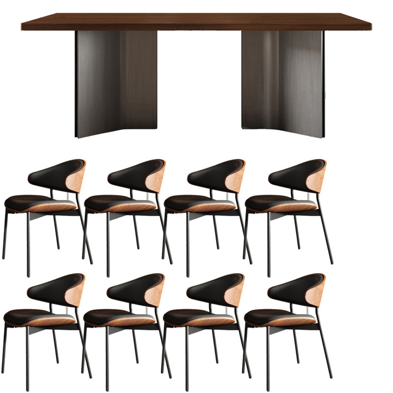 Ensemble de table de salle à manger simple et moderne en bois massif rétro, 29.50"H x 86.60"L x 35.40"W
