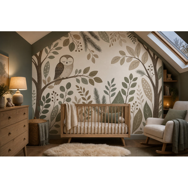 Papier peint botanique Woodland, 100 po x 96 po, Texturé non collé