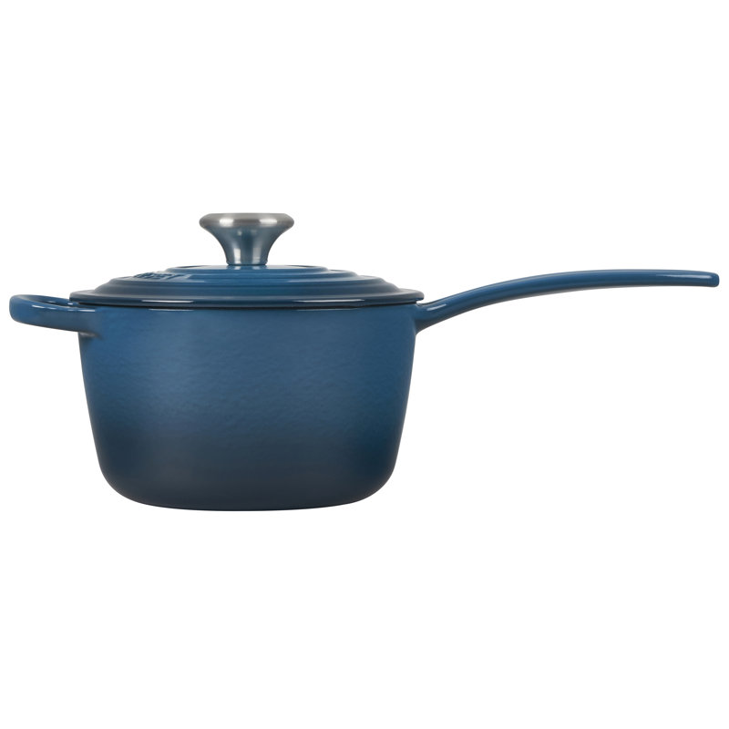 Le Creuset Enameled Cast Iron Saucepan with Lid, Cerise, 1.75 qt.