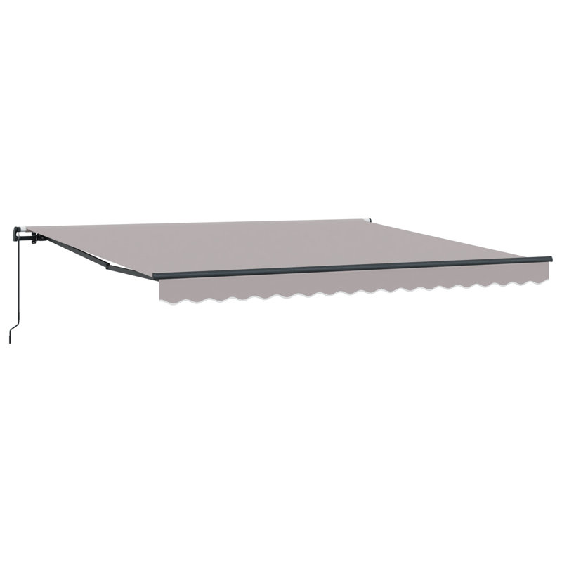 Brayden Studio Retractable Patio Awning, Light Grey, 400 cm W x 350 cm D