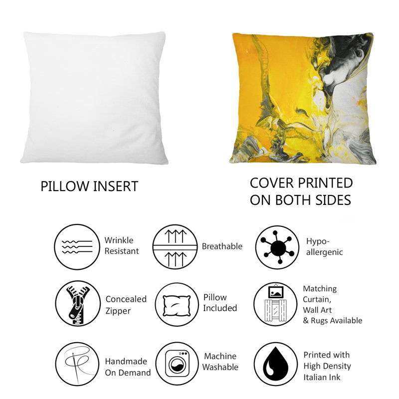Coussin jaune à imprimé moderne Modern Art