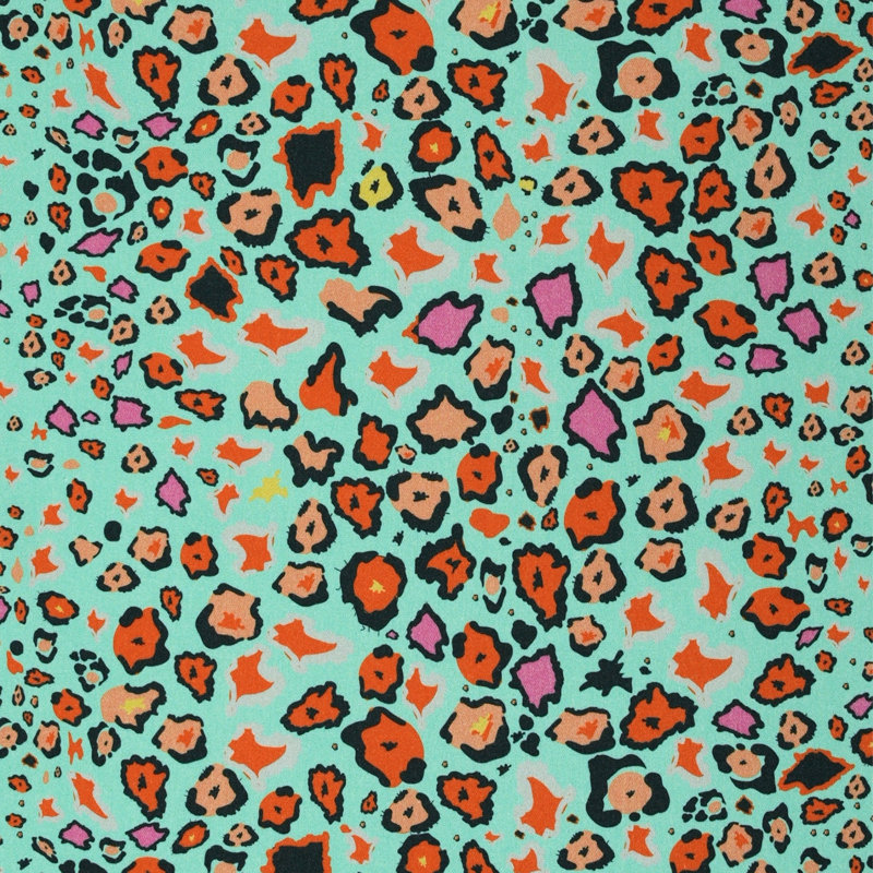 Leopard Lights Linen Fabric, Kingfisher