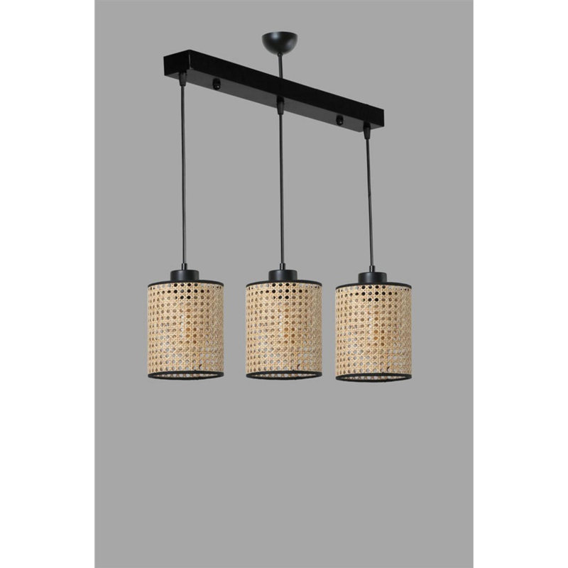 Annaleigh 3 - Light Rattan Cylinder Pendant