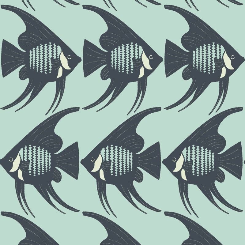 Angel Fish - Wallpaper, Self-adhesive, Turquoise